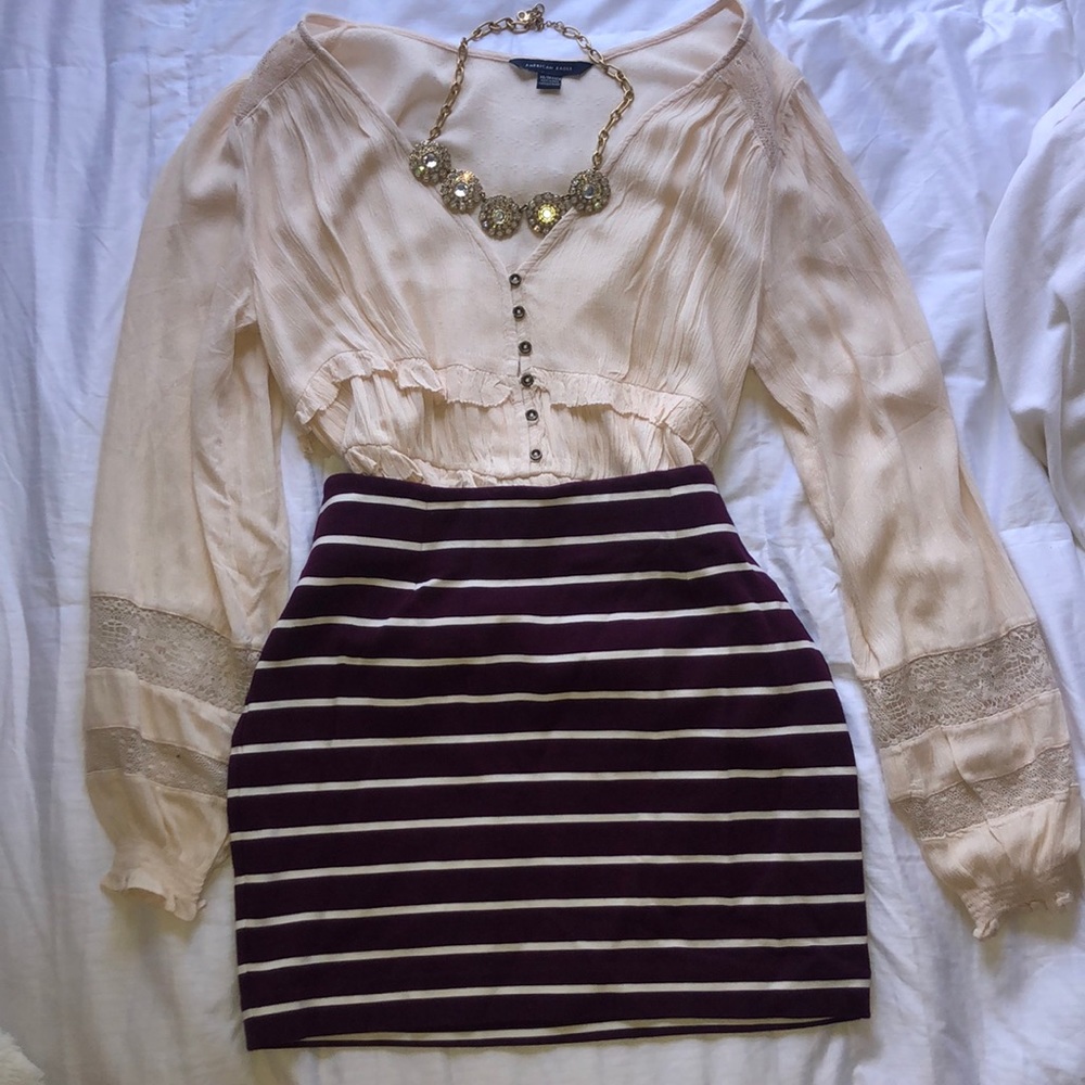 NWOT Banana Republic maroon striped skirt